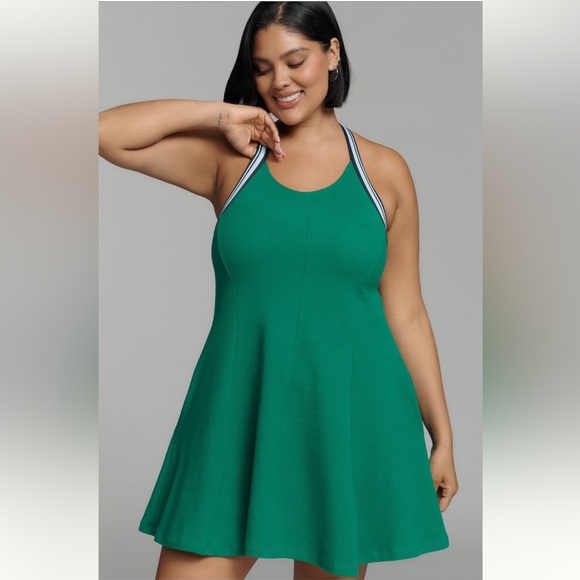 Anthropologie Kelly Green Crisscross Halter Mini Dress NWT M Athleisure Varsity - Picture 5 of 12